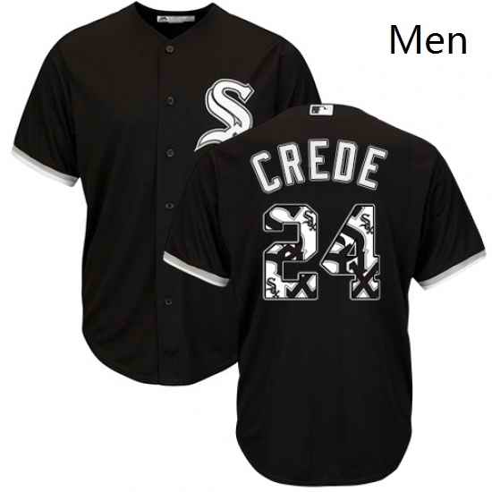 Mens Majestic Chicago White Sox 24 Joe Crede Authentic Black Team Logo Fashion Cool Base MLB Jersey